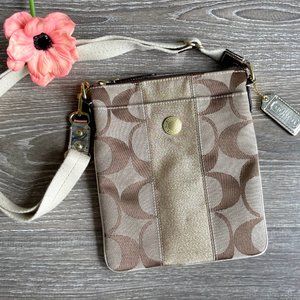 COACH Signature Gold Swingpack Crossbody Bag 42246
